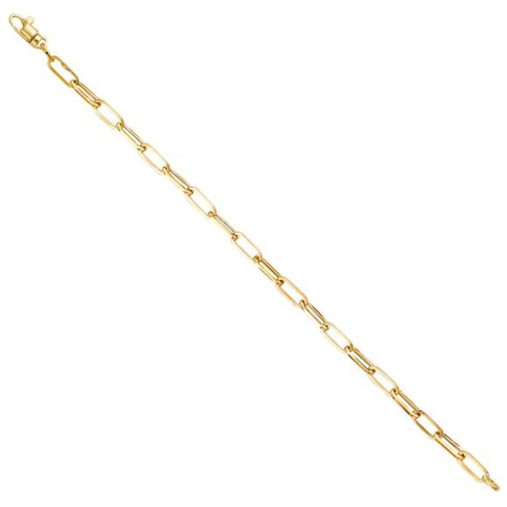 New 14K Solid Gold 4mm Paperclip Bracelet 7.25" inches long